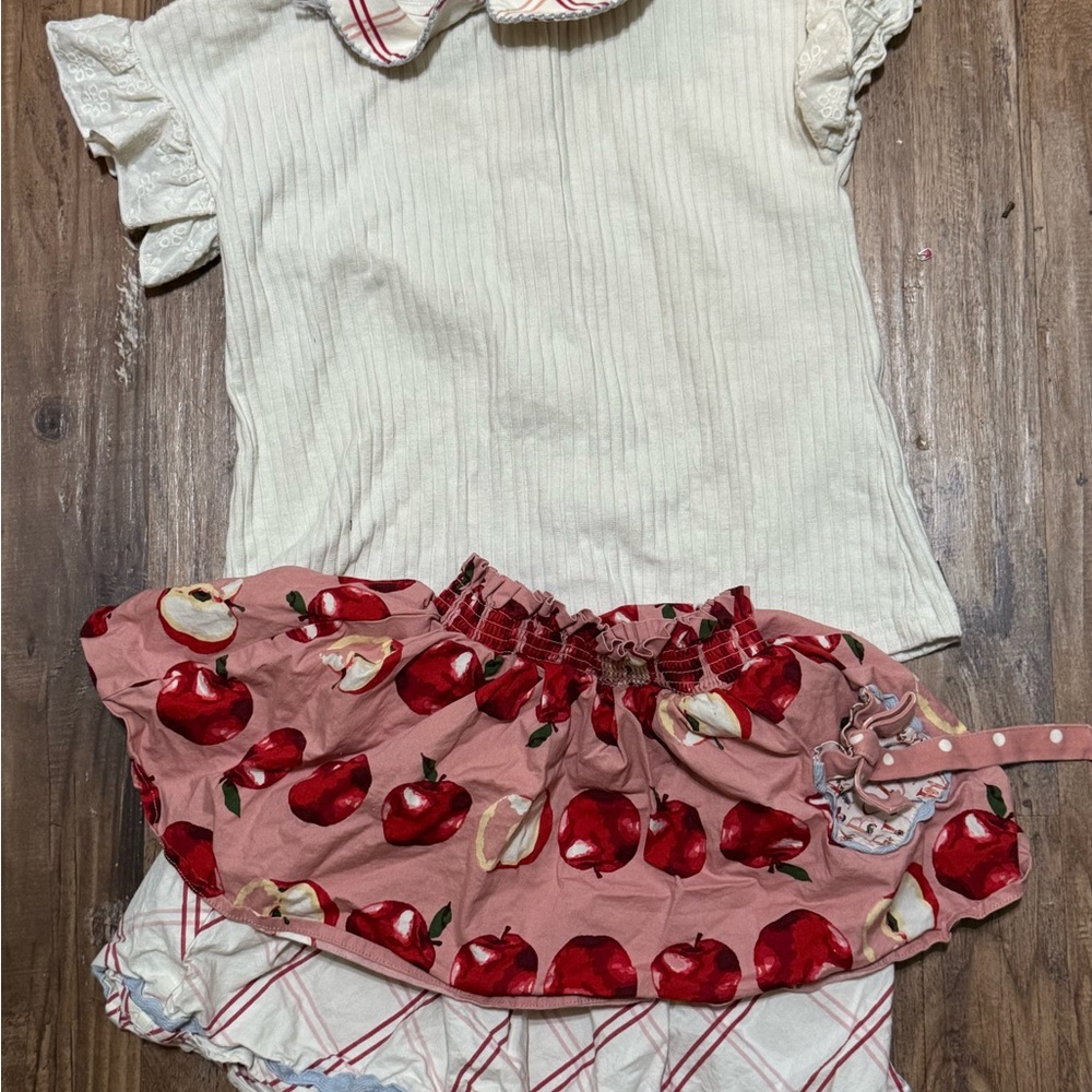 Matilda Jane Cream Top and Pink Apple Skirt Set